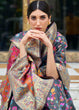 Load image into Gallery viewer, Anchor Grey Banarasi Jamawar Woven Silk Saree Clothsvilla