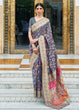 Load image into Gallery viewer, Anchor Grey Banarasi Jamawar Woven Silk Saree Clothsvilla