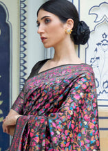 Load image into Gallery viewer, Midnight Black Banarasi Jamawar Woven Silk Saree : Top Pick Clothsvilla