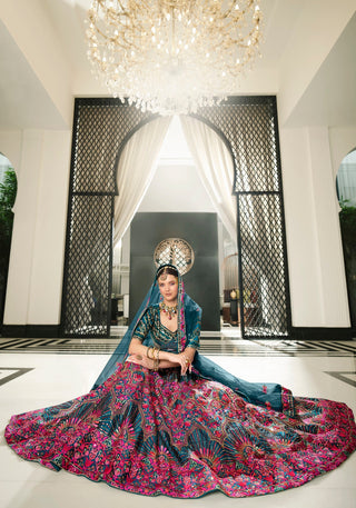 Wedding Wear Teal Blue Sequence Embroidered Work Lehenga Choli Clothsvilla