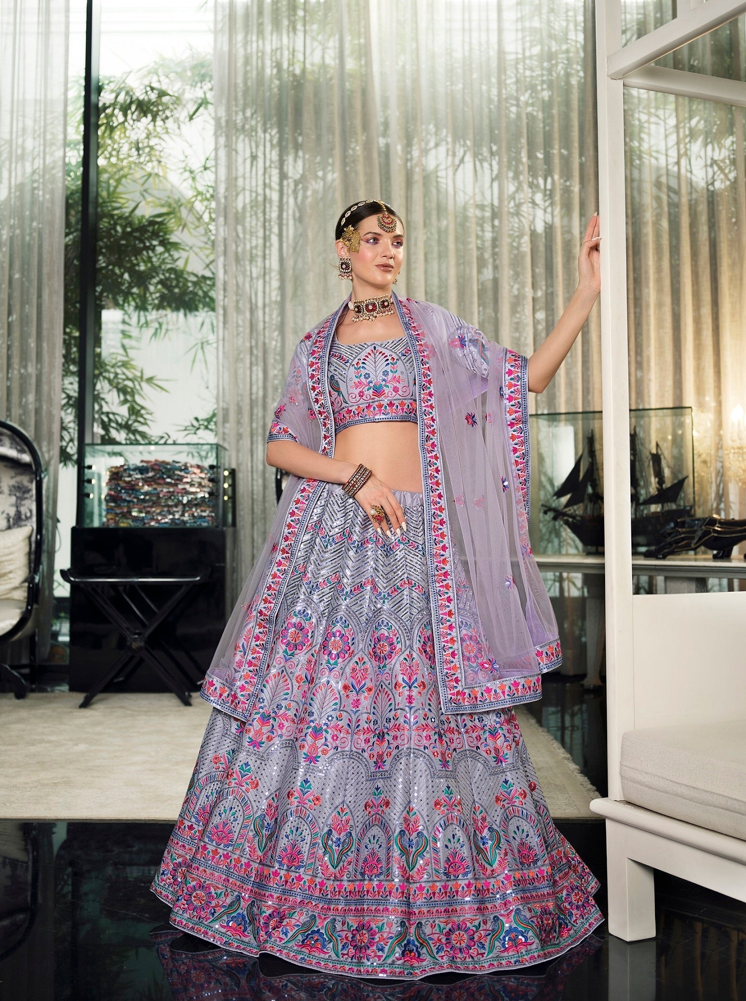 Wedding Wear Purple Sequence Embroidered Work Lehenga Choli Clothsvilla