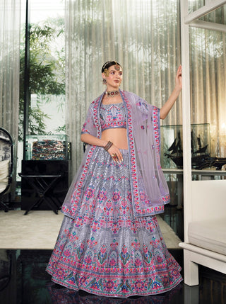 Wedding Wear Purple Sequence Embroidered Work Lehenga Choli Clothsvilla