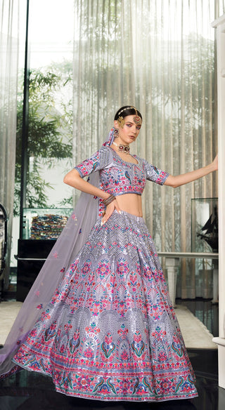 Wedding Wear Purple Sequence Embroidered Work Lehenga Choli Clothsvilla