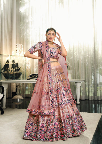 Wedding Wear Peach Sequence Embroidered Work Lehenga Choli Clothsvilla