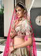 Load image into Gallery viewer, Wedding Wear White With Pink Sequence Embroidered Work Lehenga Choli Clothsvilla