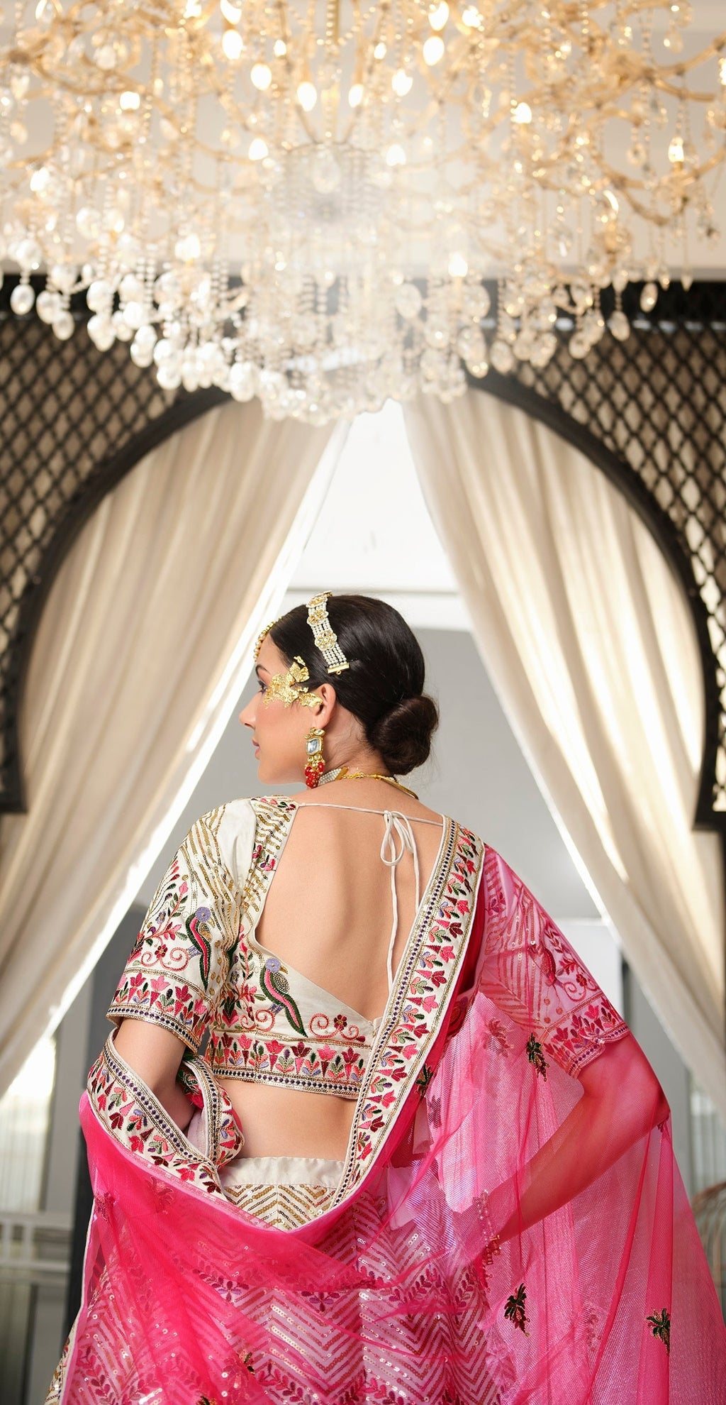 Wedding Wear White With Pink Sequence Embroidered Work Lehenga Choli Clothsvilla
