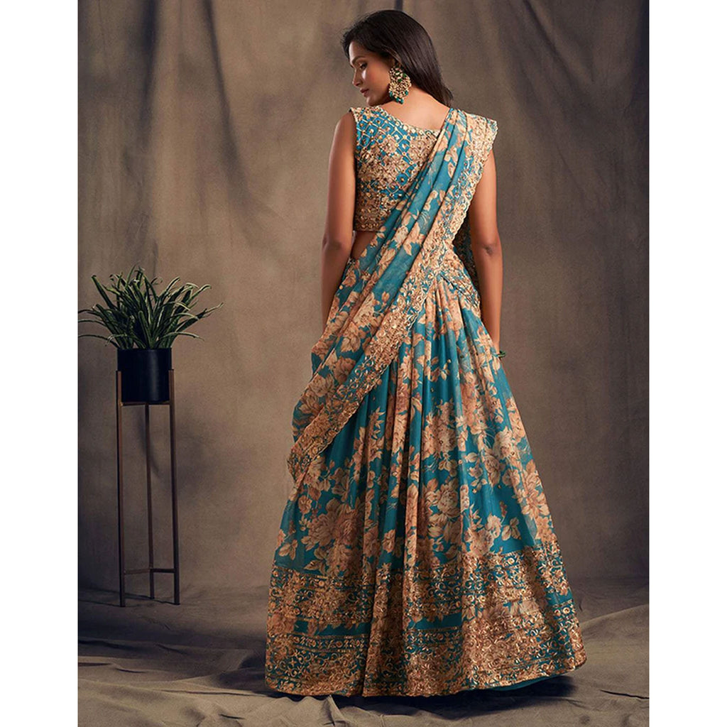 Floral Organza Lehenga Choli with heavy embroidery work ClothsVilla