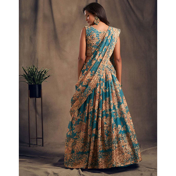 Floral Organza Lehenga Choli with heavy embroidery work ClothsVilla