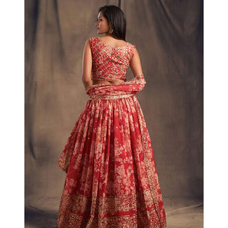 Floral Organza Lehenga Choli with heavy embroidery work ClothsVilla