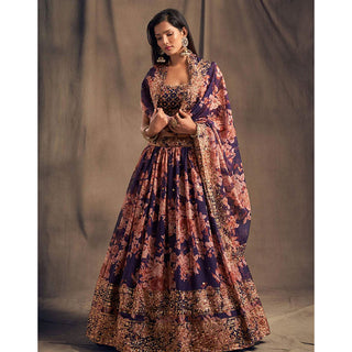 Floral Organza Lehenga Choli with heavy embroidery work ClothsVilla