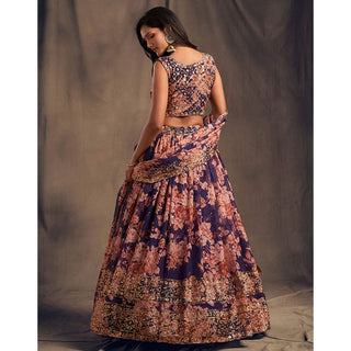 Floral Organza Lehenga Choli with heavy embroidery work ClothsVilla