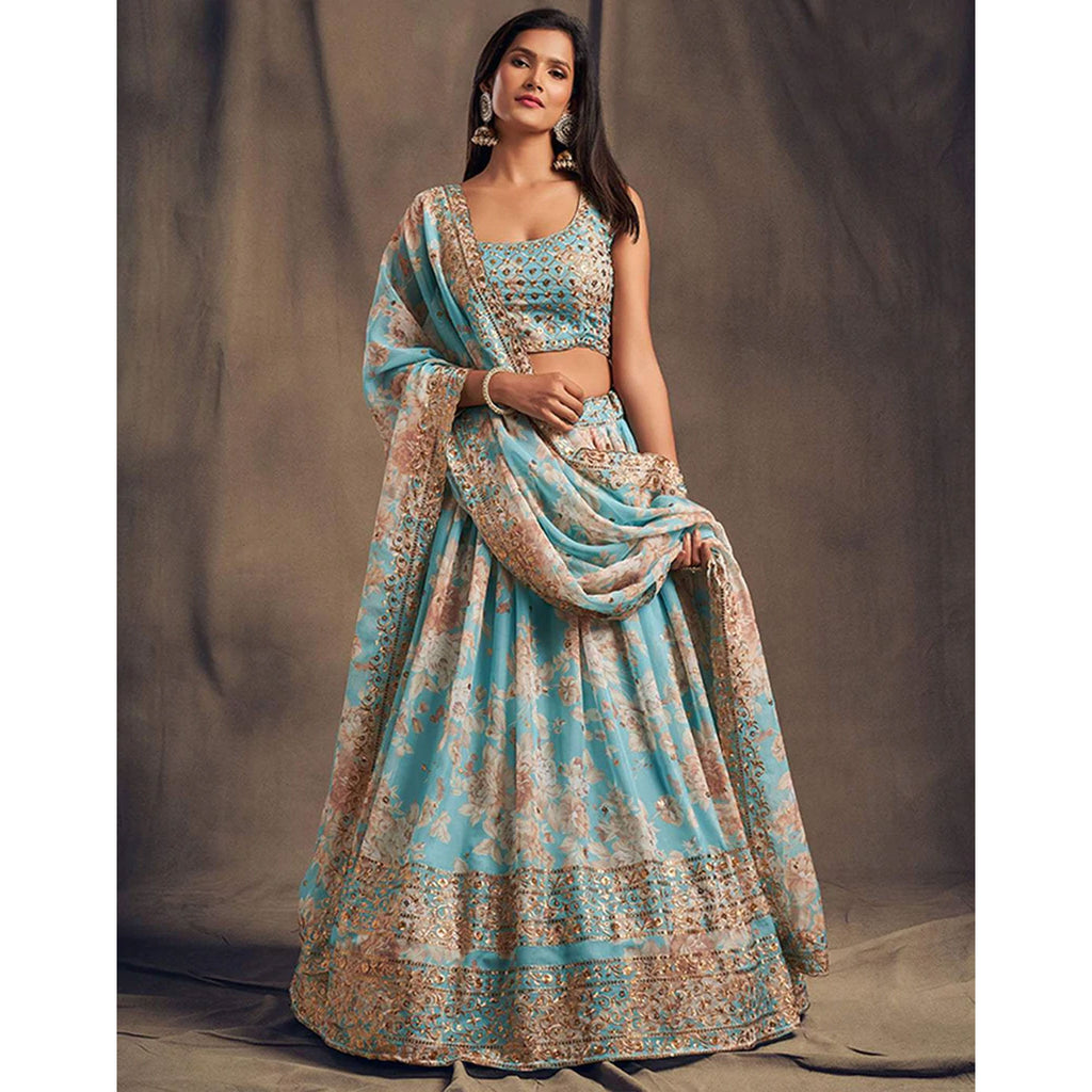 Floral Organza Lehenga Choli with heavy embroidery work ClothsVilla