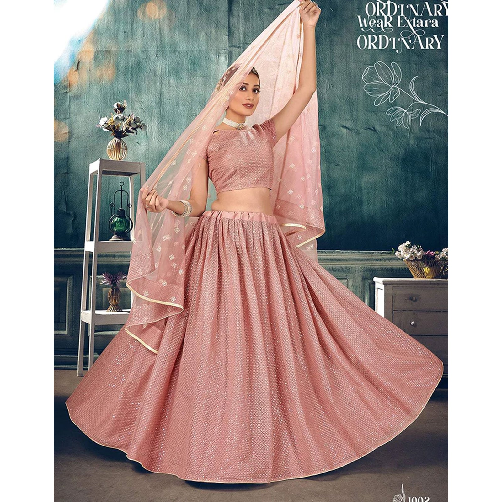 Soft Net Lehenga Choli with heavy thread and sequins work ClothsVilla
