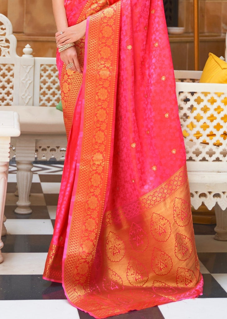 Hot Pink Woven Kanjivaram Silk Saree : Top Pick Clothsvilla