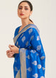 Load image into Gallery viewer, Egyptian Blue Zari Butta Woven Banasari Silk Saree Clothsvilla