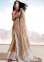 Umber Brown Soft Linen Silk Saree with Lucknowi work and Sequence Blouse Clothsvilla