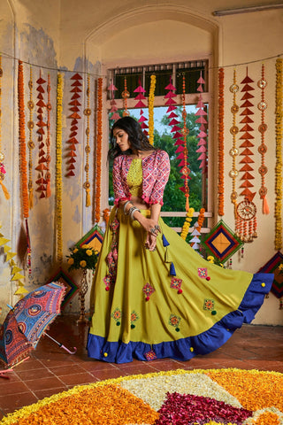Traditional Wear Green Color Navratri Special Lehenga Choli Clothsvilla