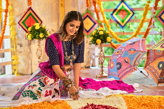 Traditional Wear White With Navy Blue Color Navratri Special Lehenga Choli Clothsvilla