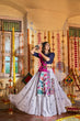 Load image into Gallery viewer, Traditional Wear White With Navy Blue Color Navratri Special Lehenga Choli Clothsvilla