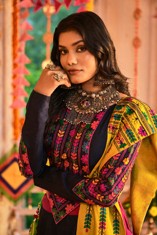 Traditional Wear Pink With Navy Blue Color Navratri Special Lehenga Choli Clothsvilla