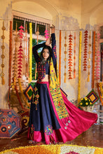Load image into Gallery viewer, Traditional Wear Pink With Navy Blue Color Navratri Special Lehenga Choli Clothsvilla