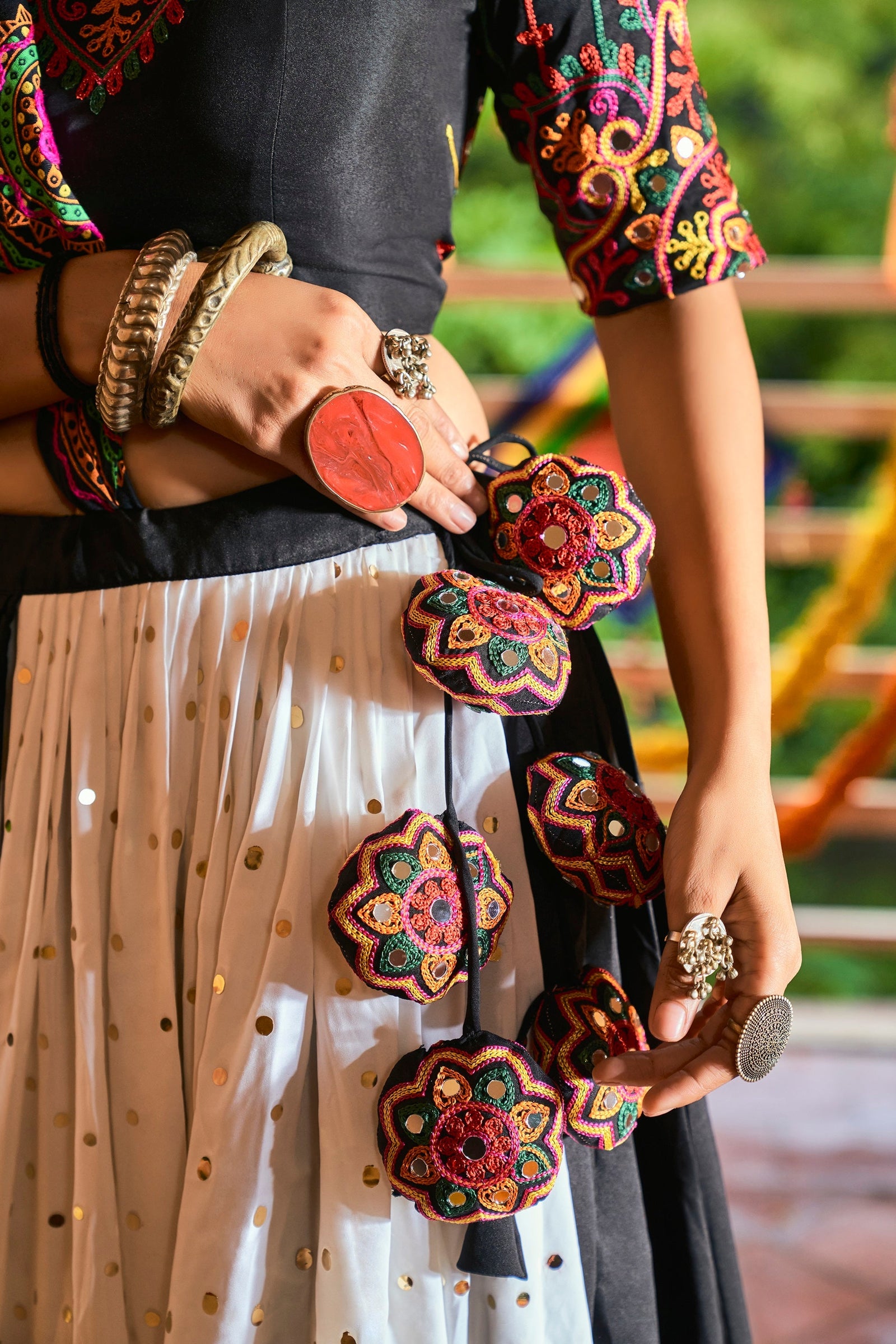 Traditional Wear Black & White Color Navratri Special Lehenga Choli Clothsvilla