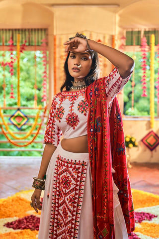 Traditional Wear White Color Navratri Special Lehenga Choli Clothsvilla