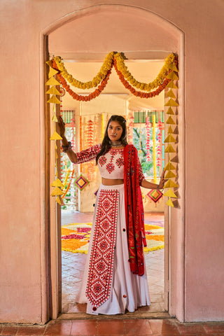 Traditional Wear White Color Navratri Special Lehenga Choli Clothsvilla