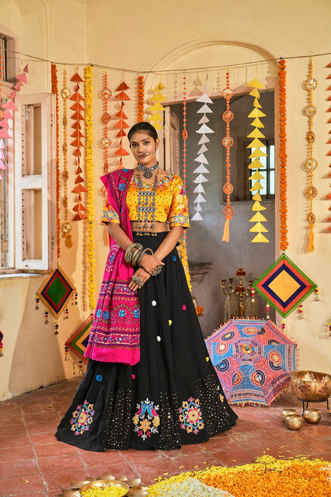 Traditional Wear Black & Yellow Color Navratri Special Lehenga Choli Clothsvilla Main image