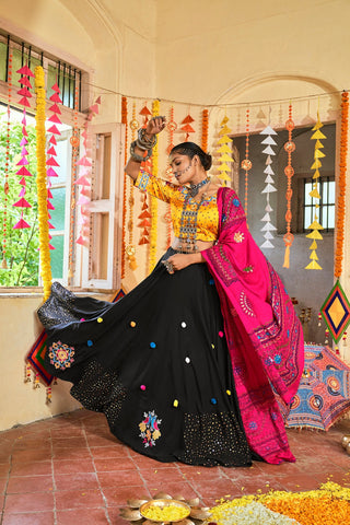 Traditional Wear Black & Yellow Color Navratri Special Lehenga Choli Clothsvilla