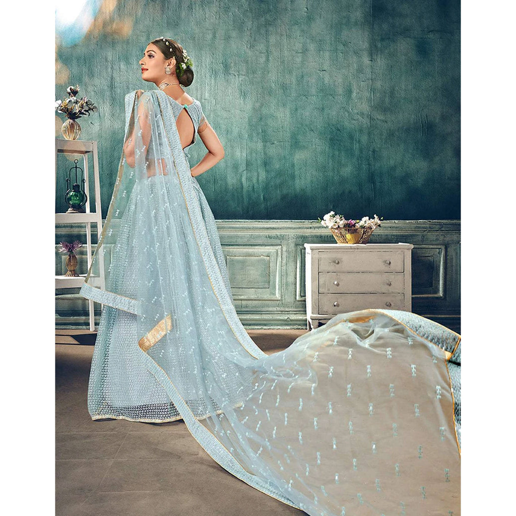 Soft Net Lehenga Choli with heavy thread and sequins work ClothsVilla