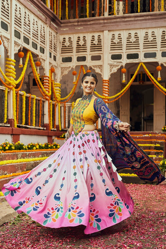 Navratri Special Pink With Green Digital Printed Traditional Lehenga Choli Clothsvilla