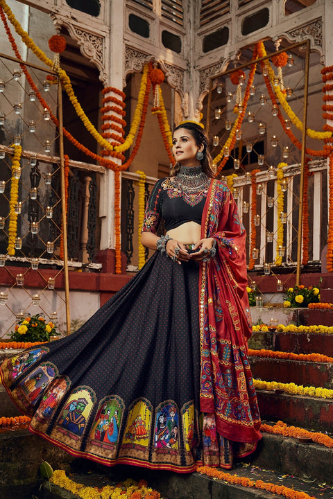 Navratri Special Black Color Digital Print Traditional Lehenga Choli Clothsvilla Main image