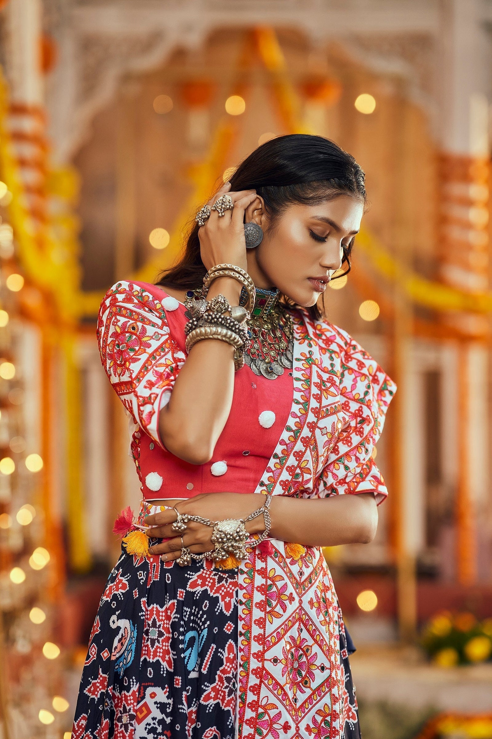 Navratri Special Black With Deep Pink Digital Print Traditional Lehenga With Koti Clothsvilla
