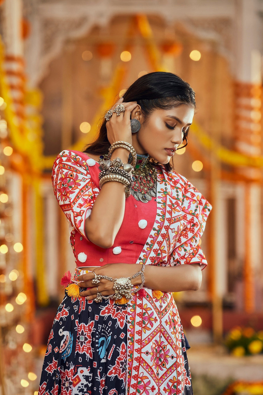 Navratri Special Black With Deep Pink Digital Print Traditional Lehenga With Koti Clothsvilla