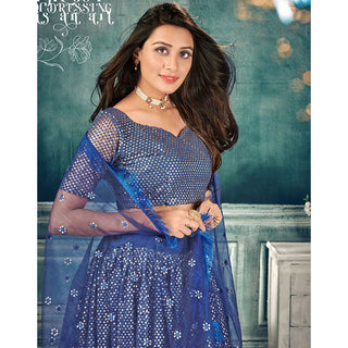 Soft Net Lehenga Choli with heavy thread and sequins work ClothsVilla