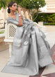 Load image into Gallery viewer, Charcoal Grey Woven Linen Silk Saree Clothsvilla