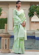 Load image into Gallery viewer, Melody Green Woven Linen Silk Saree Clothsvilla