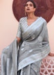 Load image into Gallery viewer, Seal Grey Woven Linen Silk Saree Clothsvilla