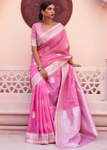 Load image into Gallery viewer, Fuscia Pink Woven Linen Silk Saree Clothsvilla