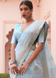 Load image into Gallery viewer, Baby Blue Woven Linen Silk Saree Clothsvilla