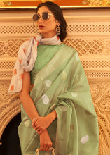 Load image into Gallery viewer, Pear Green Zari Woven Soft Tissue Silk Saree Clothsvilla