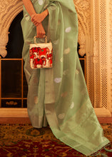 Load image into Gallery viewer, Pear Green Zari Woven Soft Tissue Silk Saree Clothsvilla