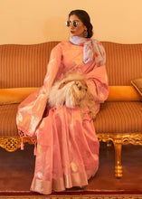 Load image into Gallery viewer, Salmon Pink Zari Woven Soft Tissue Silk Saree Clothsvilla