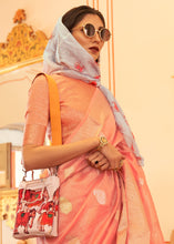 Load image into Gallery viewer, Salmon Pink Zari Woven Soft Tissue Silk Saree Clothsvilla