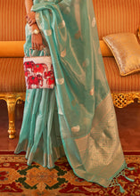 Load image into Gallery viewer, Jade Green Zari Woven Soft Tissue Silk Saree Clothsvilla