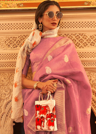 Mulberry Purple Zari Woven Soft Tissue Silk Saree Clothsvilla