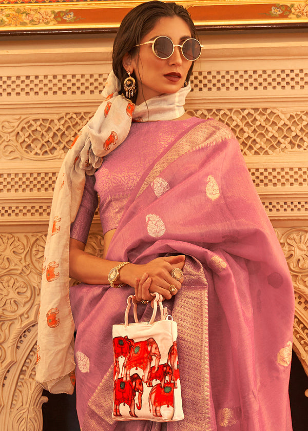 Mulberry Purple Zari Woven Soft Tissue Silk Saree Clothsvilla