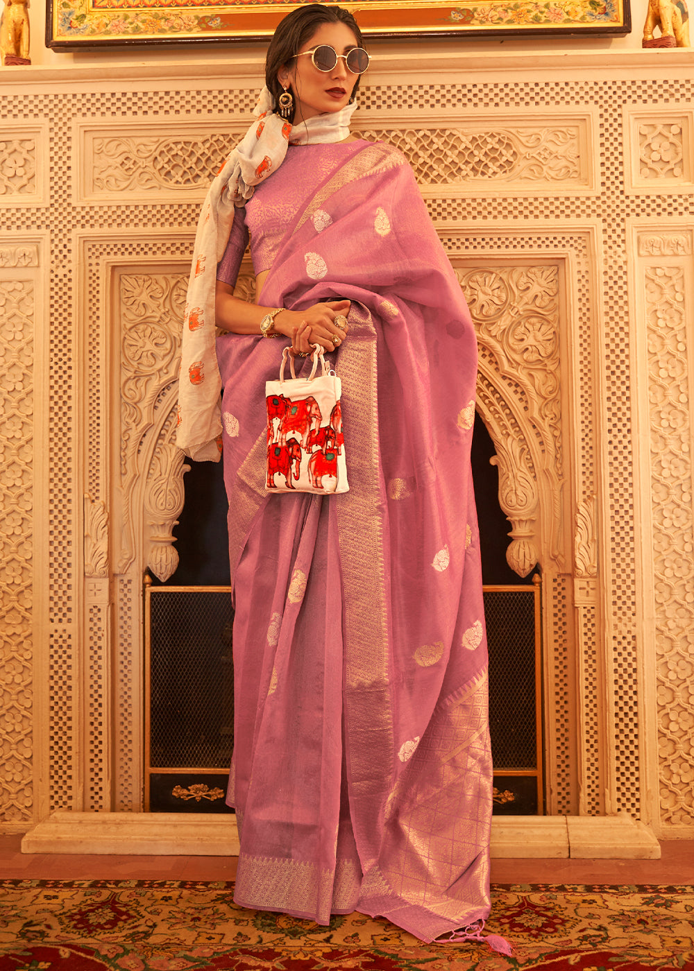 Mulberry Purple Zari Woven Soft Tissue Silk Saree Clothsvilla