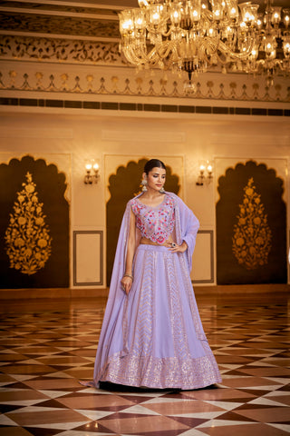 Party Wear Lavender Color Sequence Embroidered Work Lehenga Choli Clothsvilla